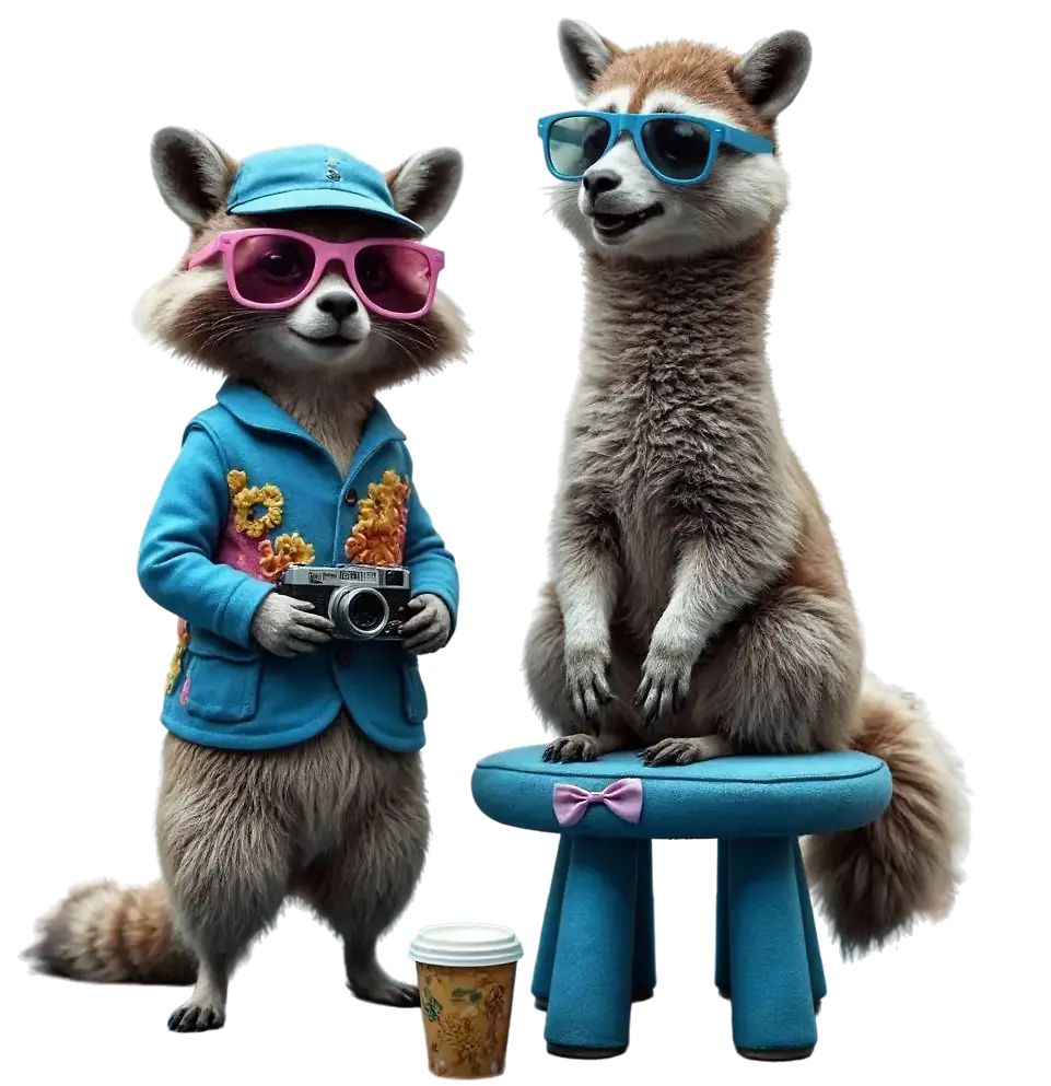 Stylized anthropomorphic animals